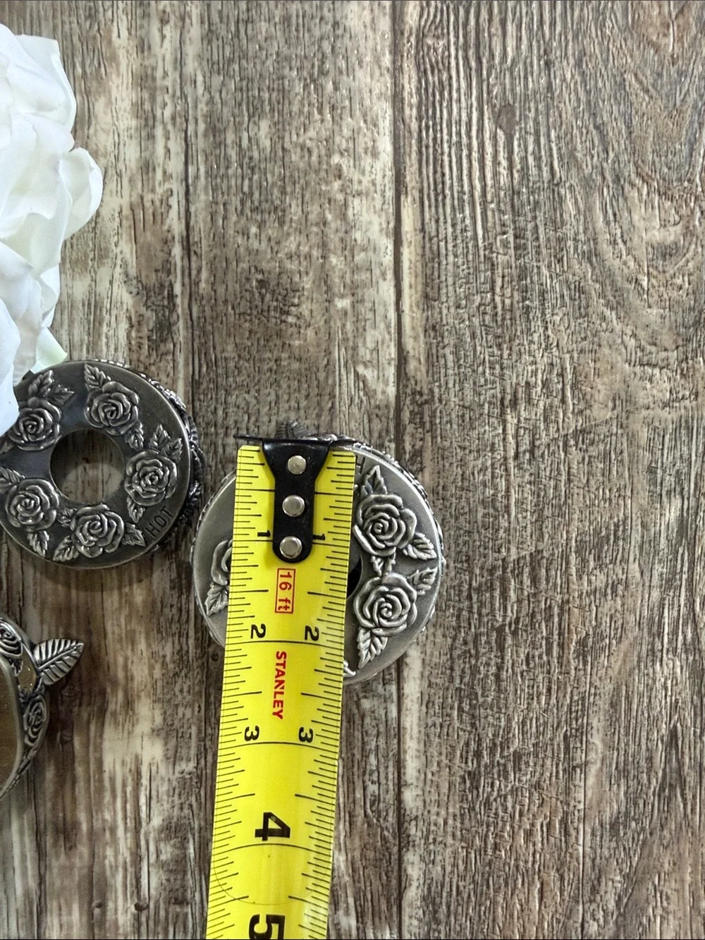 🌟VINTAGE 🌟Pewter Silver Rose Candle Holder, SET 2